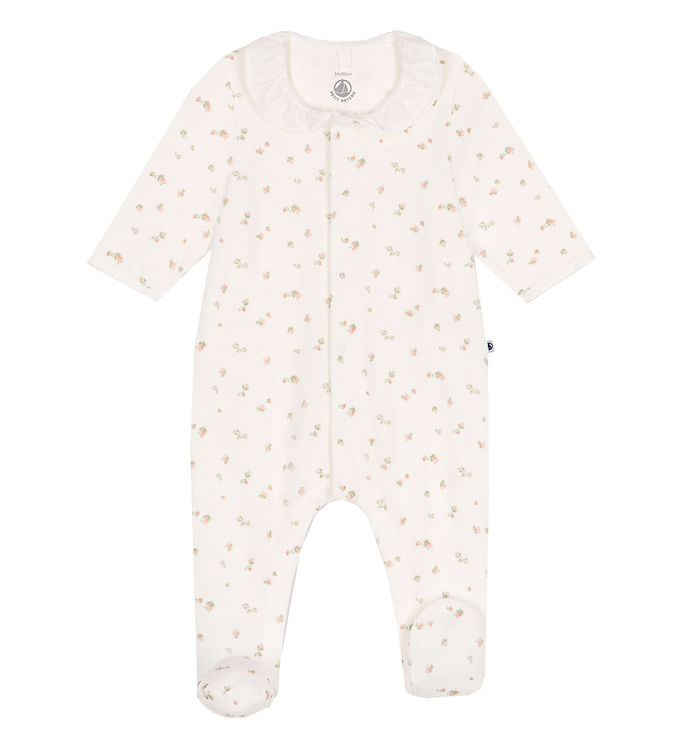 Petit Bateau Natdragt Velour Hvid/rosa