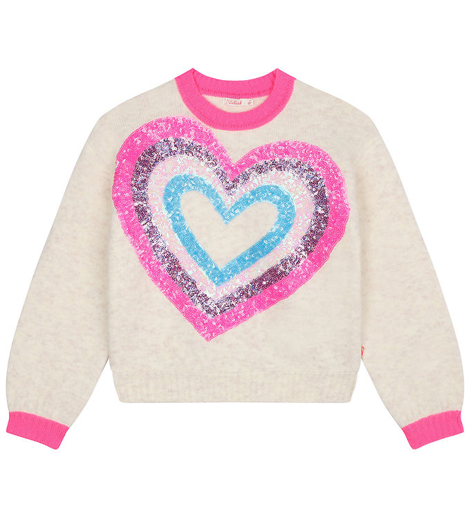 Billieblush Bluse Strik Ivory Pailletter Hjerte