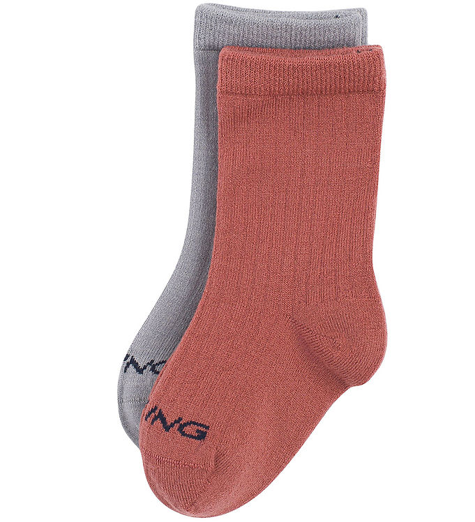 Viking Strømper Pak Uld Pink Grå