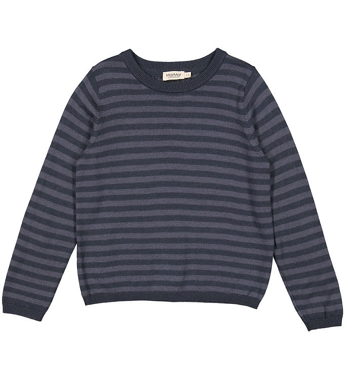 Marmar Bluse Uld Tano Deep Lake Stripe