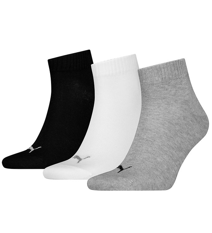 Puma Ankelstrømper Pak Quarter Plain Grå Hvid Sort
