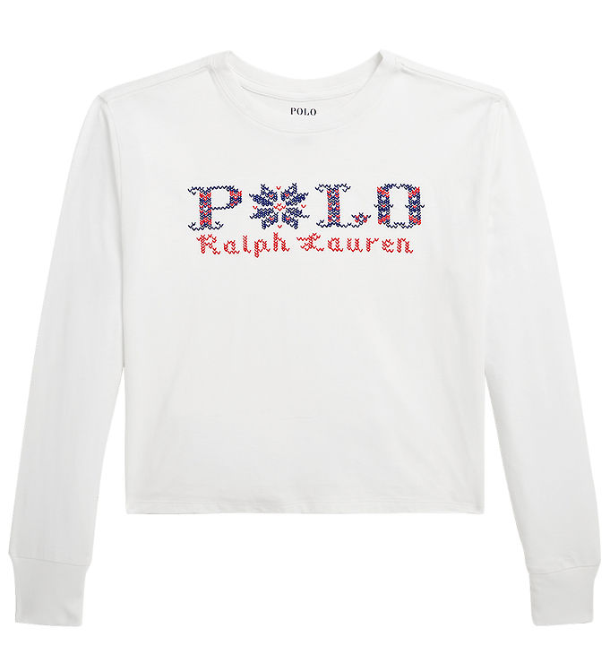 Polo Ralph Lauren Bluse Cropped Hvid M Broderi