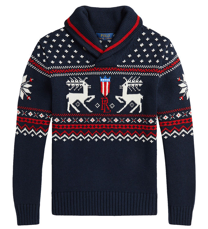 Polo Ralph Lauren Bluse Bomuld/uld Navy M. Mønster