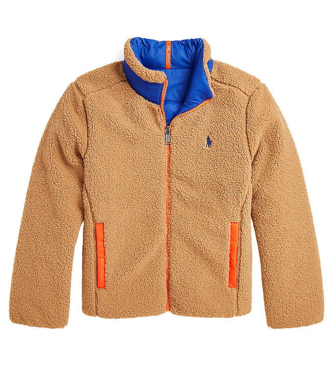 Polo Ralph Lauren Dynejakke M. Fleece Vendbar Brun/blå M. Or