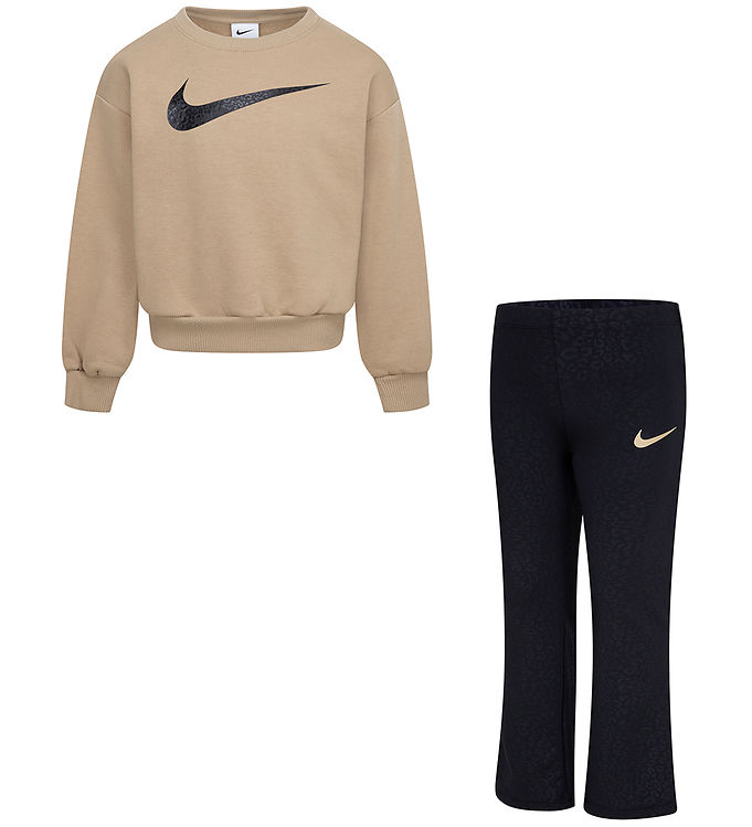 Nike Sweatsæt Sweatee Shirt Leggings Brun Sort
