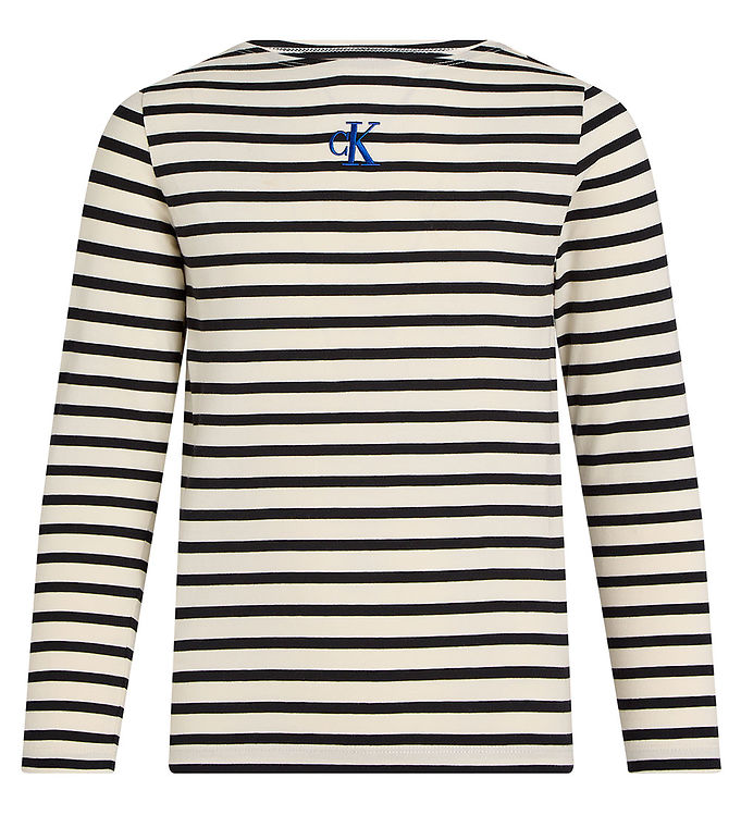 Calvin Klein Bluse Boatneck Stripe Turtledove/ck Black Small