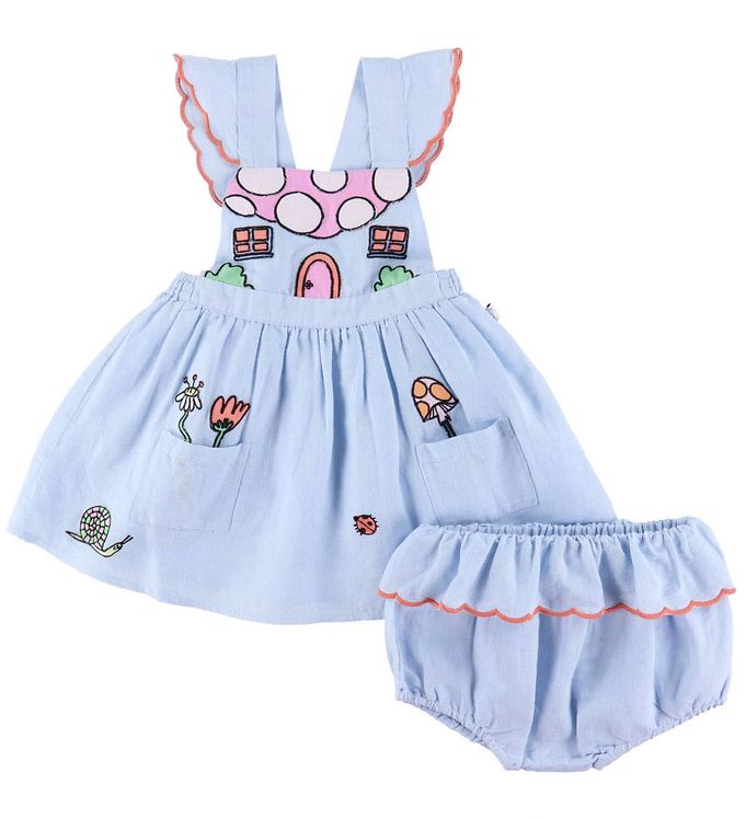 Stella McCartney Kids Spencer m. Bloomers - Lyseblå m. Broderi