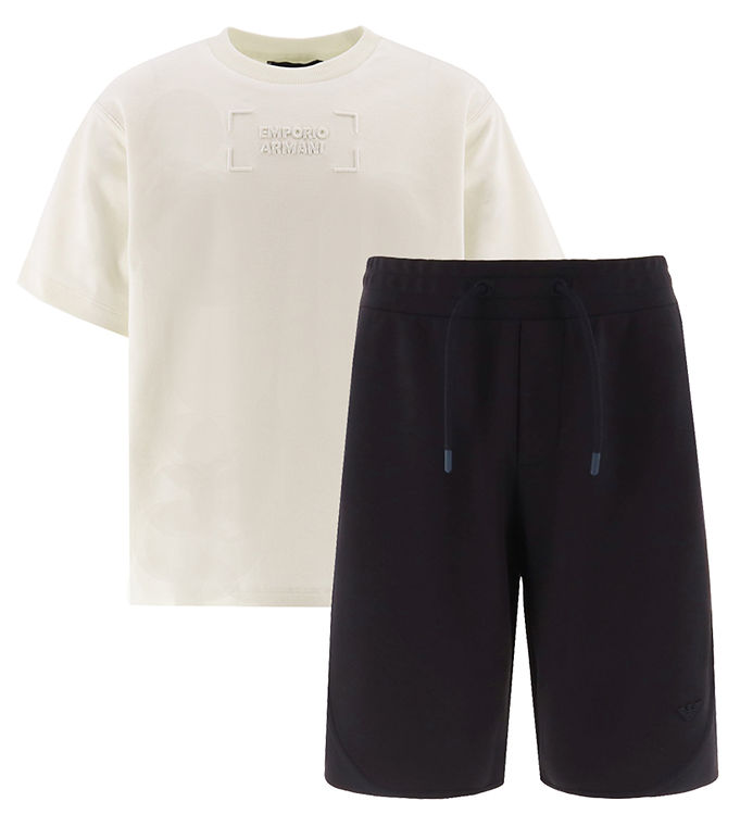 Emporio Armani Sæt Shirt Shorts Off White Navy