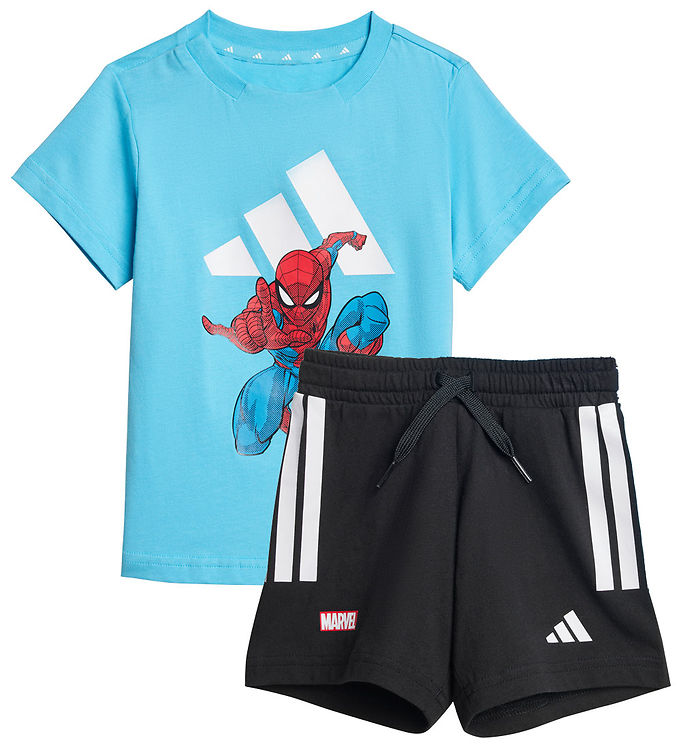 Adidas Performance T-shirt/shorts Marvel Bright Cyan/hvid M