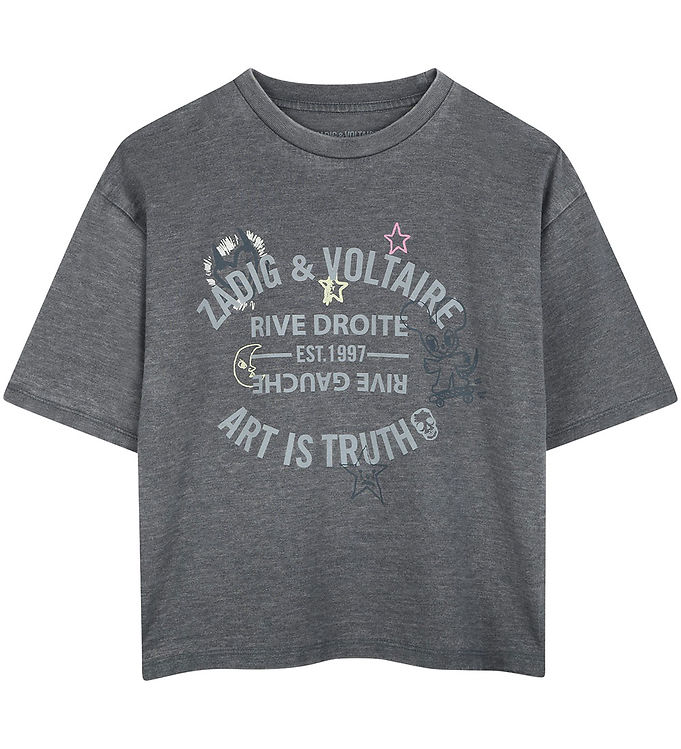 Zadig & Voltaire T Shirt Gråmeleret M. Print