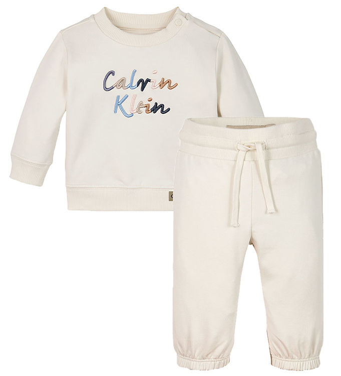 Calvin Klein Sweatsæt - Colour Logo - Tofu White