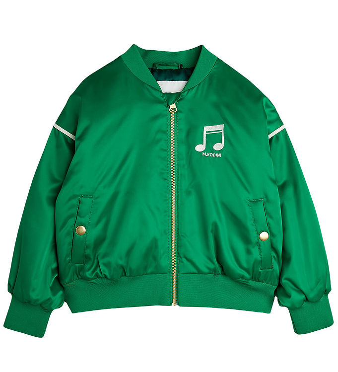 Mini Rodini Jakke Note Chenille Satin Baseball Grøn