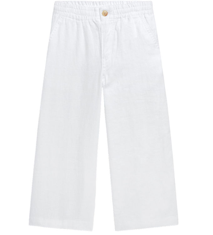 Polo Ralph Lauren Bukser Hør Wide Leg Hvid