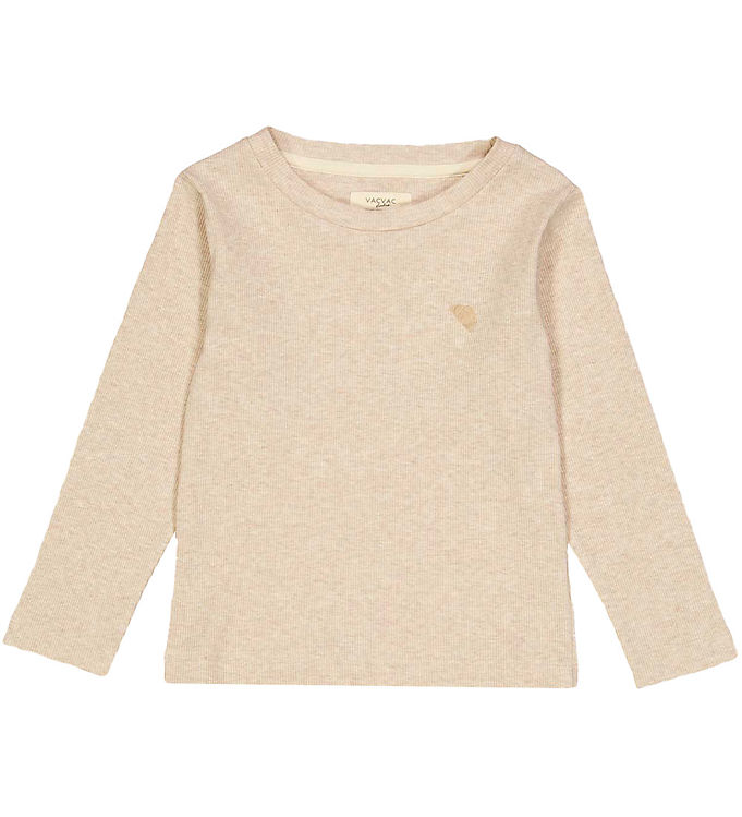 VACVAC Bluse – Rib – Carlet – Light latte melange