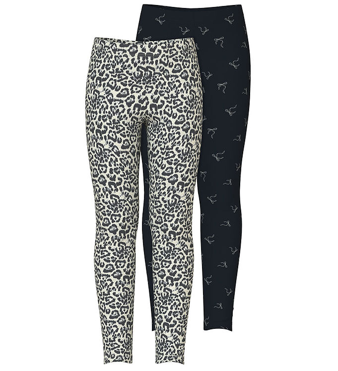 Name It Leggings 2-pak Nkfvivian Lysegråmeleret/sort M Le