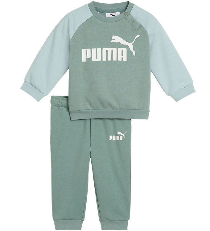 Puma Sweatsæt - Minicats ess Raglan Crew - Green Moon