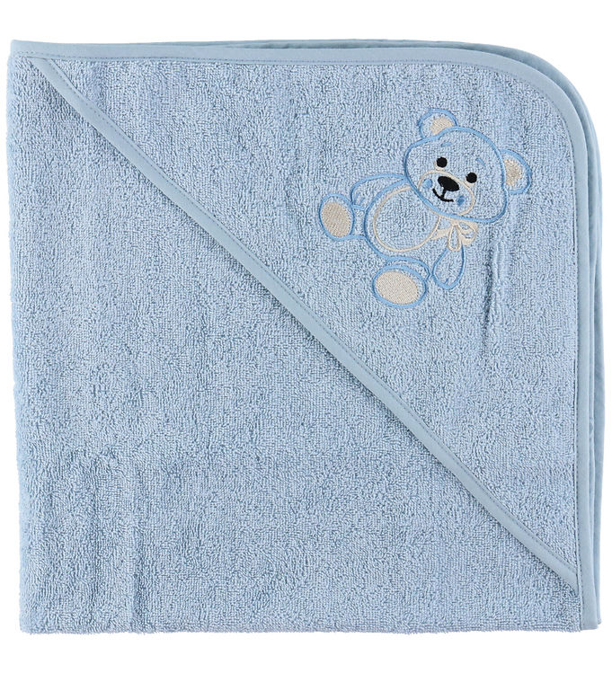 Nørgaard Madsens Babyhåndklæde – 75×75 cm – Blå m. Bamse