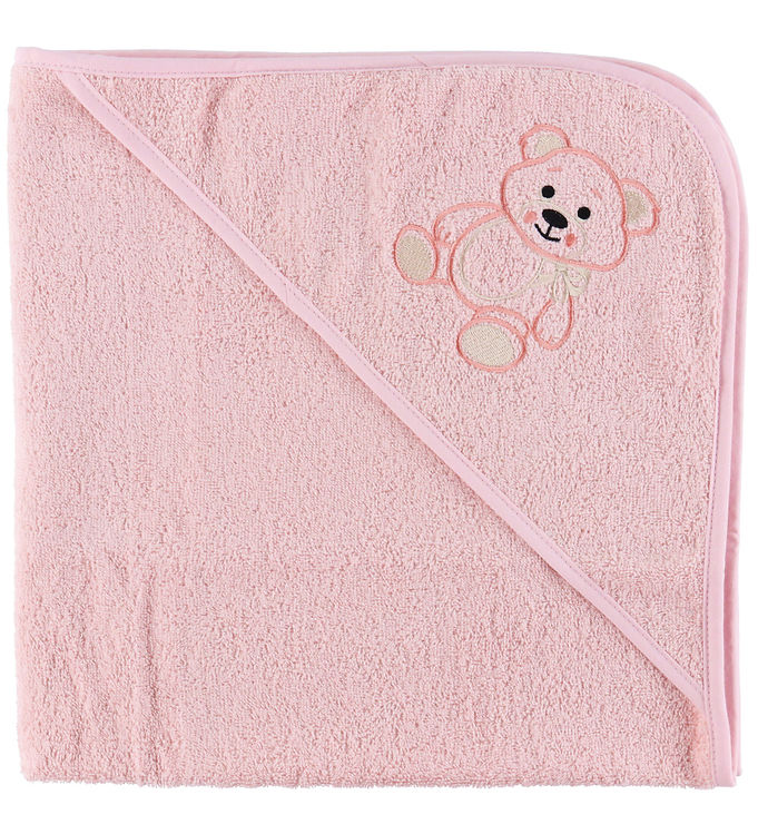 Nørgaard Madsens Babyhåndklæde – 75×75 cm – Rosa m. Bamse