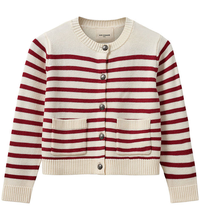 Sofie Schnoor Cardigan - Strik - Off White/Rød
