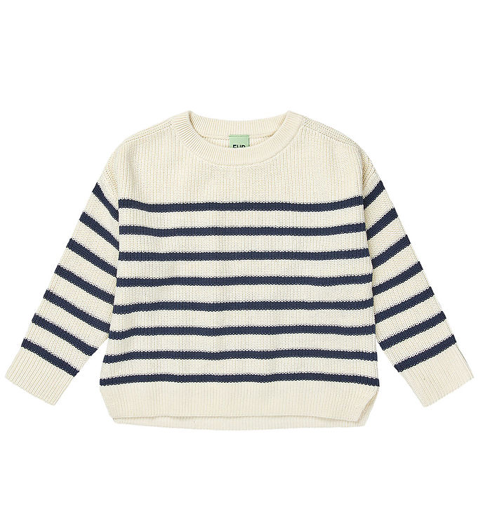 FUB Bluse - Rib - Strik - Ecru/Dark Navy