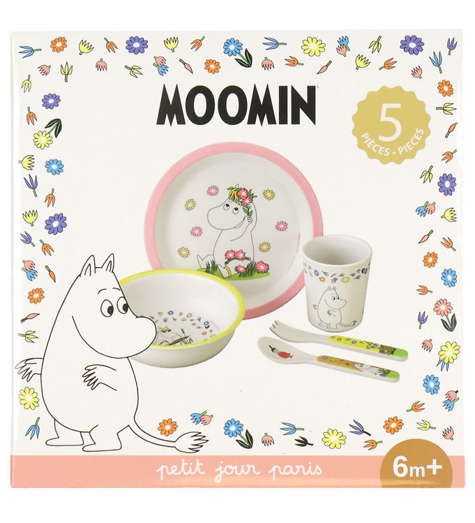 Petit Jour Paris Spisesæt - 5 Dele - Melamin - Moomin Pink