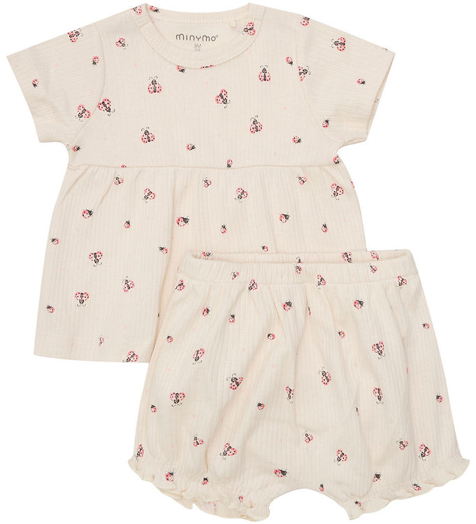 Minymo Shortssæt Shorts/t-shirt Rib White Swan