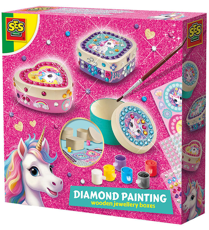 SES Creative Diamantmosaik – Smykkeskrin med Enhjørning