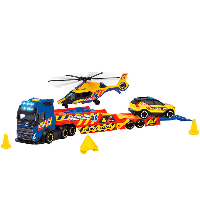 Dickie Toys Lastbil m. Udrykningsfartøjer – Rescue Transporter –