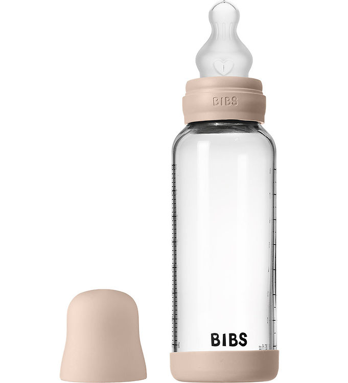 BIBS Sutteflaske – 240 ml – Glas/Silikone – Blush