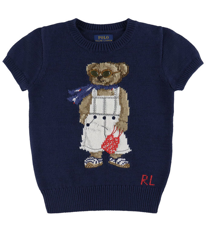 Polo Ralph Lauren Bluse – Strik – Blå m. Bamse