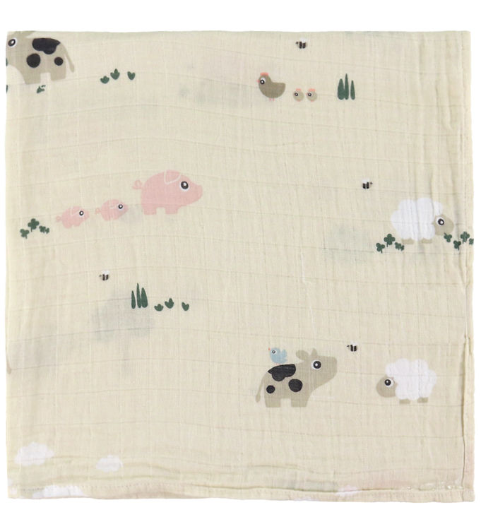Done By Deer Babysvøb – Musselin – 120×120 cm – Tiny Farm – Sand