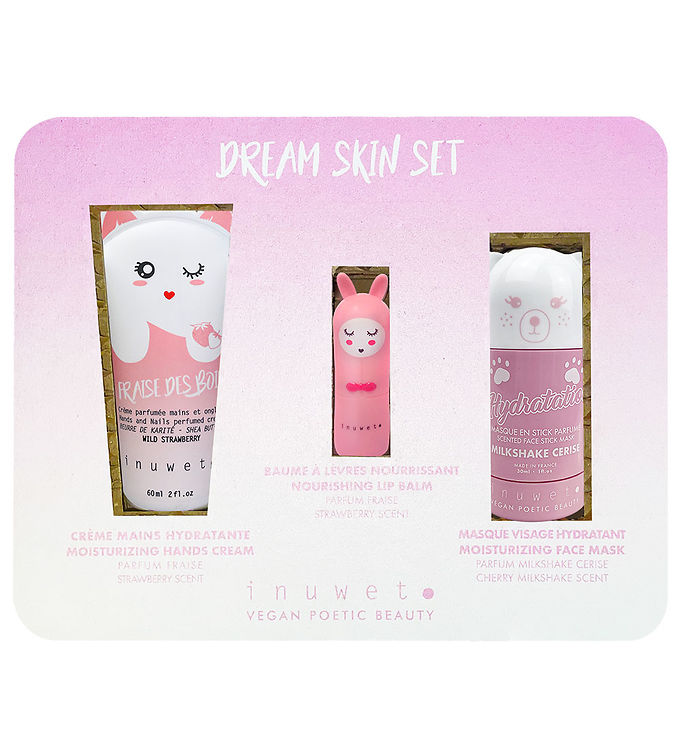 Inuwet Gavesæt – Håndcreme/Læbepomade/Ansigtsmaske – Pink