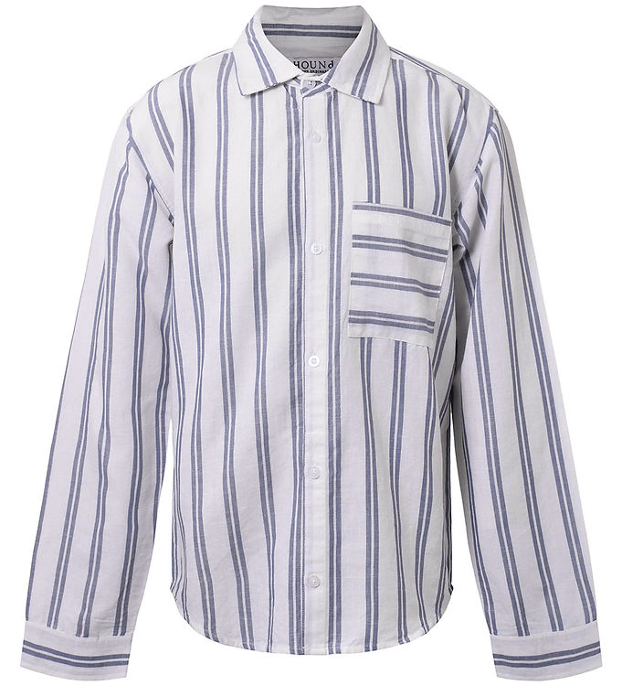 Hound Skjorte – Linen Blend – Deep Blue/Hvid