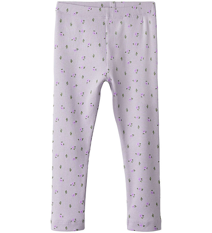 Name It Leggings – Rib – NmfHofie – Misty Lilac m. Blomster