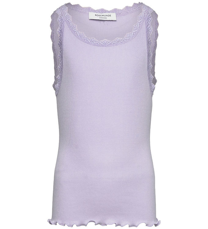 Rosemunde Top – Rib – Modal – Balta – Purple Heather