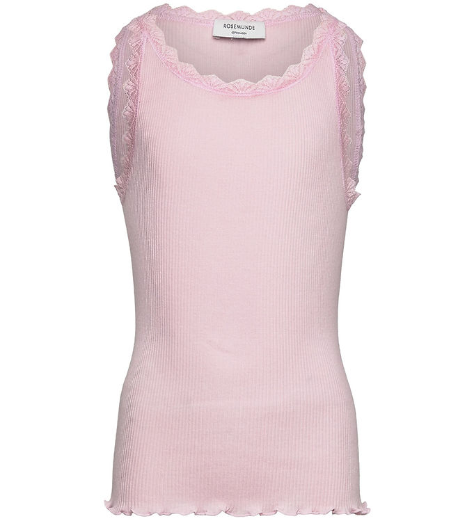 Rosemunde Top – Rib – Modal – Balta – Pink-a-Boo