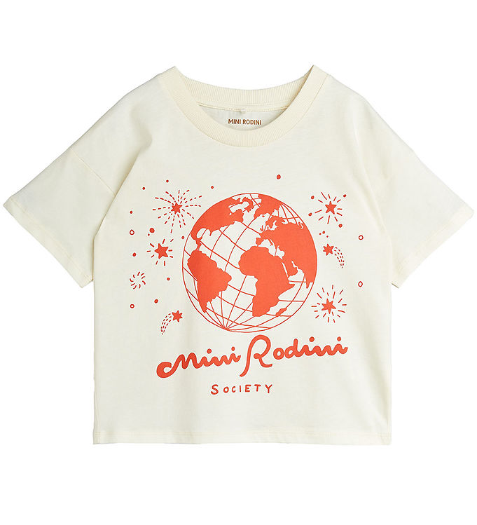 Mini Rodini T-Shirt – Society – Offwhite/Rød