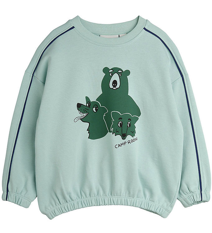 Mini Rodini Sweatshirt – Camp Rodini – Lysegrøn m. Vilde Dyr