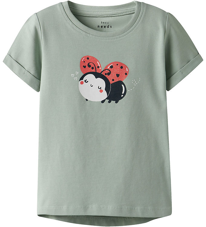 Name It T-shirt – NmfVix – Aqua Gray/Ladybird
