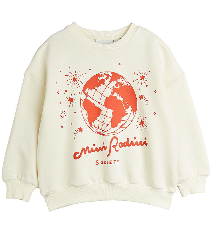 Mini Rodini Sweatshirt – Society – Offwhite/Rød