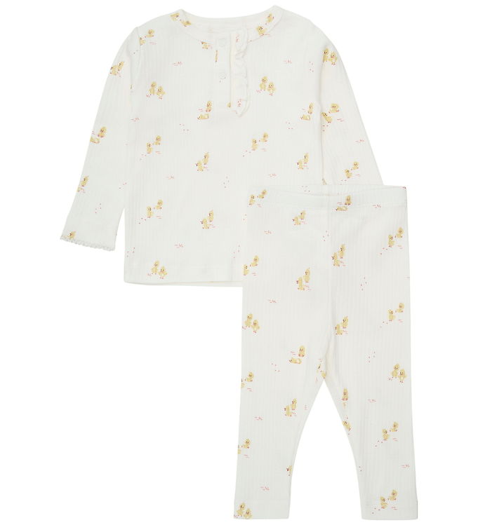 Minymo Sæt – Bluse/Bukser – Marshmellow White