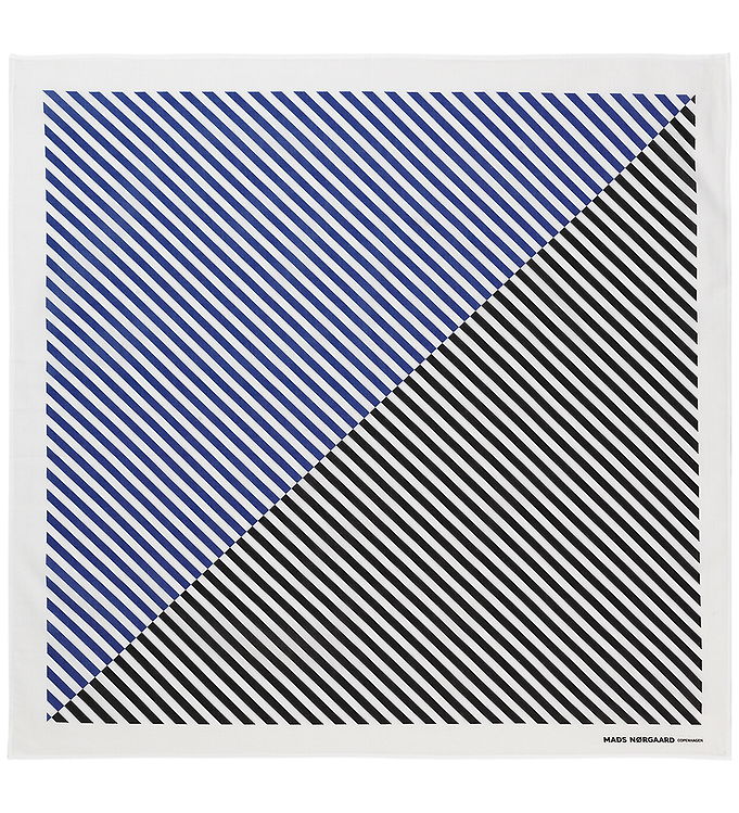 Mads Nørgaard Tørklæde – 55x55cm – Bluing/Jet Black Stribet