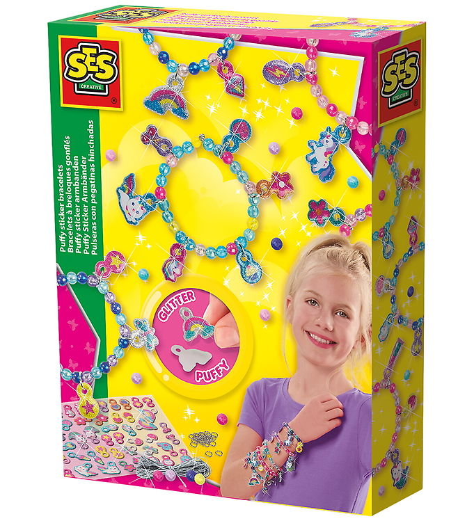 SES Creative Kreasæt – Lav Dine Egne Armbånd – Puffy Stickers