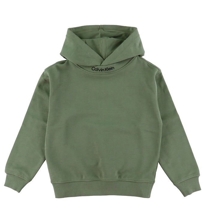 Calvin Klein Hættetrøje – Neck Embro Logo – Dusty Olive Green