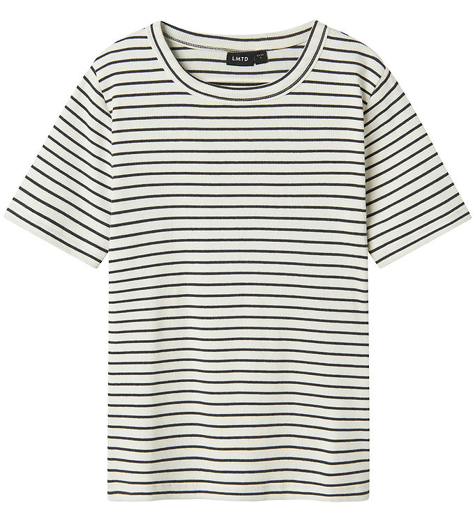 LMTD T-shirt – Rib – NlfHinaja – Dark Grey Melange/White Stripes
