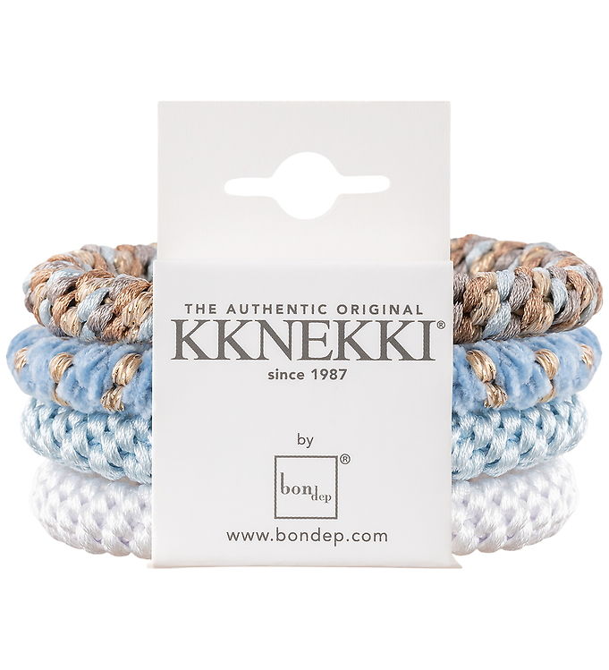 Kknekki Hårelastikker – 4-pak – Blå/Hvid/Beige