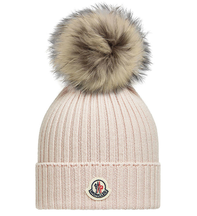 Moncler Hue – Uld – Lysegrå m. Imiteret Pelskvast