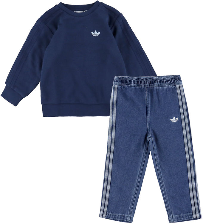 Adidas Originals Sæt Jeggings Sweatee Shirt Medium Blue Night