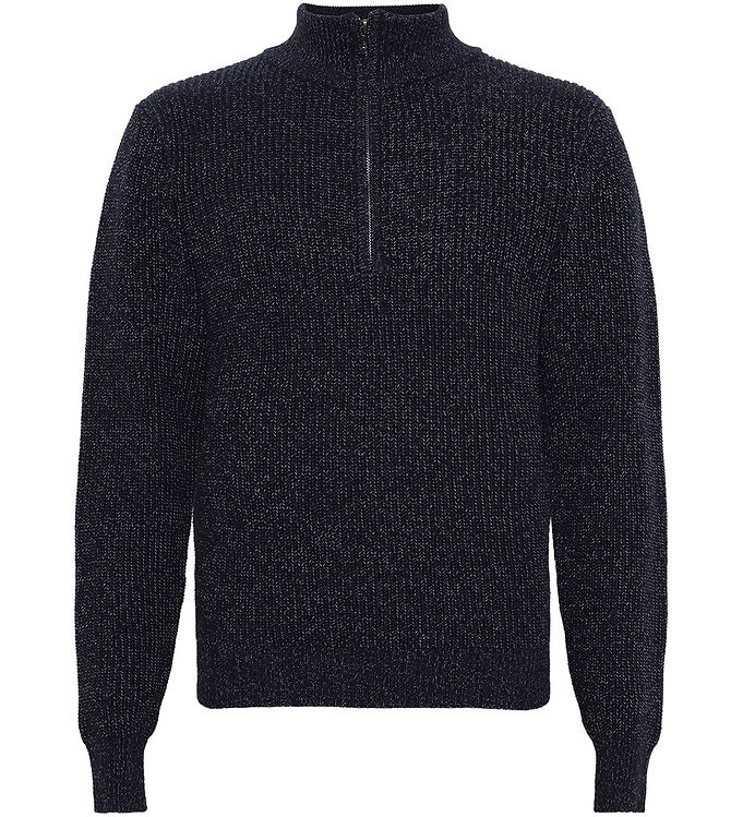Grunt Bluse - Half Zip - Strik - GrTone - Navy Melange