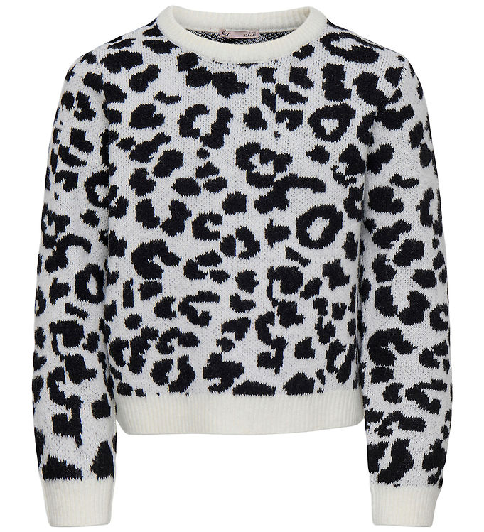 Kids Only Bluse - Strik - KogDora - Birch/Black Leo